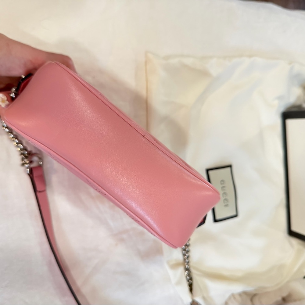 AUTHENTIC GUCCI Pink leather Marmont crossbody bag in small with box & dustbag - Picture 6 of 12